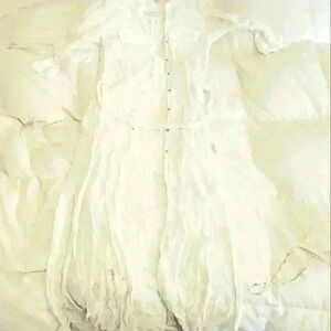 L'AGENCE White Crepe Maxi Dress Side Slit Button Up Sash cream Cardigan duster